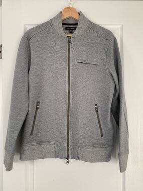 Banana Republic Men's Light Gray Full-Zip Knit Jacket